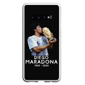 Чехол для Samsung Galaxy S10 с принтом Diego Maradona в Санкт-Петербурге, Силикон | Область печати: задняя сторона чехла, без боковых панелей | 10 | 1960 | 2020 | argentina | barcelona | diego | football | legend | leo | lionel | maradona | messi | retro | rip | soccer | аргентина | барселона | бога | диего | легенда | лионель | марадона | месси | мяч | ретро | рука | форма | футбол