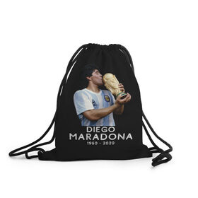 Рюкзак-мешок 3D с принтом Diego Maradona в Санкт-Петербурге, 100% полиэстер | плотность ткани — 200 г/м2, размер — 35 х 45 см; лямки — толстые шнурки, застежка на шнуровке, без карманов и подкладки | 10 | 1960 | 2020 | argentina | barcelona | diego | football | legend | leo | lionel | maradona | messi | retro | rip | soccer | аргентина | барселона | бога | диего | легенда | лионель | марадона | месси | мяч | ретро | рука | форма | футбол