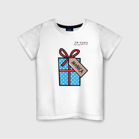 Детская футболка хлопок с принтом Friends. Подарок Monica в Санкт-Петербурге, 100% хлопок | круглый вырез горловины, полуприлегающий силуэт, длина до линии бедер | christmas | friends | gift | monica | vdkarsve | xmas | друзья | новый год | подарок | сериал