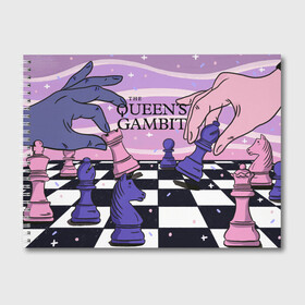 Альбом для рисования с принтом The Queens Gambit в Санкт-Петербурге, 100% бумага
 | матовая бумага, плотность 200 мг. | beth harmon | chess | queens gambit | the queens gambit | аня тейлор джой | бет хармон | нетфликс | ход королевы | шахматы