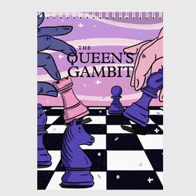Скетчбук с принтом The Queens Gambit в Санкт-Петербурге, 100% бумага
 | 48 листов, плотность листов — 100 г/м2, плотность картонной обложки — 250 г/м2. Листы скреплены сверху удобной пружинной спиралью | beth harmon | chess | queens gambit | the queens gambit | аня тейлор джой | бет хармон | нетфликс | ход королевы | шахматы