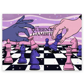 Поздравительная открытка с принтом The Queens Gambit в Санкт-Петербурге, 100% бумага | плотность бумаги 280 г/м2, матовая, на обратной стороне линовка и место для марки
 | Тематика изображения на принте: beth harmon | chess | queens gambit | the queens gambit | аня тейлор джой | бет хармон | нетфликс | ход королевы | шахматы