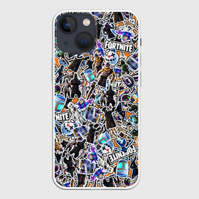 Чехол для iPhone 13 mini с принтом Fortnite Sticker Bombing в Санкт-Петербурге,  |  | fortnite | game | игра | персонажи | стикер бомбинг | фортнайт