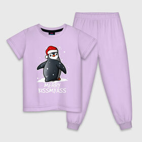 Детская пижама хлопок с принтом MERRY KISSMYASS в Санкт-Петербурге, 100% хлопок |  брюки и футболка прямого кроя, без карманов, на брюках мягкая резинка на поясе и по низу штанин
 | 