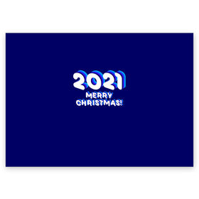 Поздравительная открытка с принтом 2021 Merry Christmas в Санкт-Петербурге, 100% бумага | плотность бумаги 280 г/м2, матовая, на обратной стороне линовка и место для марки
 | 