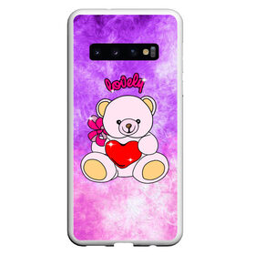 Чехол для Samsung Galaxy S10 с принтом Lovely bear в Санкт-Петербурге, Силикон | Область печати: задняя сторона чехла, без боковых панелей | bear | love is | teddy | богиня | валентина | влюбленный | девушке | дочь | жена | игрушка | лучшая | любимая | люблю | мама | марта | медведь | медведь с сердцем | медвежата | мишка тедди | плюшевые | подарок