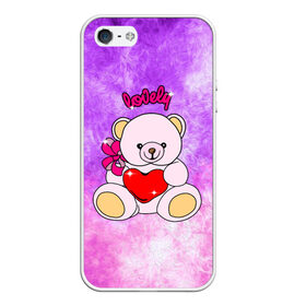 Чехол для iPhone 5/5S матовый с принтом Lovely bear в Санкт-Петербурге, Силикон | Область печати: задняя сторона чехла, без боковых панелей | Тематика изображения на принте: bear | love is | teddy | богиня | валентина | влюбленный | девушке | дочь | жена | игрушка | лучшая | любимая | люблю | мама | марта | медведь | медведь с сердцем | медвежата | мишка тедди | плюшевые | подарок