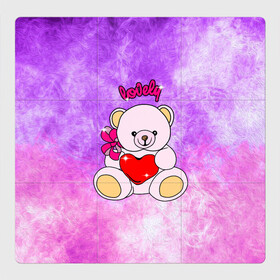 Магнитный плакат 3Х3 с принтом Lovely bear в Санкт-Петербурге, Полимерный материал с магнитным слоем | 9 деталей размером 9*9 см | bear | love is | teddy | богиня | валентина | влюбленный | девушке | дочь | жена | игрушка | лучшая | любимая | люблю | мама | марта | медведь | медведь с сердцем | медвежата | мишка тедди | плюшевые | подарок