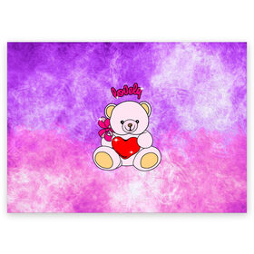 Поздравительная открытка с принтом Lovely bear в Санкт-Петербурге, 100% бумага | плотность бумаги 280 г/м2, матовая, на обратной стороне линовка и место для марки
 | bear | love is | teddy | богиня | валентина | влюбленный | девушке | дочь | жена | игрушка | лучшая | любимая | люблю | мама | марта | медведь | медведь с сердцем | медвежата | мишка тедди | плюшевые | подарок