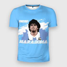 Мужская футболка 3D спортивная с принтом Диего Марадона в Санкт-Петербурге, 100% полиэстер с улучшенными характеристиками | приталенный силуэт, круглая горловина, широкие плечи, сужается к линии бедра | diego | diego armando maradona | maradona | аргентина | диего | король | легенда | марадона | нападающий | полузащитник | футбол | футболист