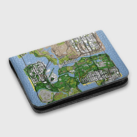 Картхолдер с принтом с принтом GTA San Andreas map в Санкт-Петербурге, натуральная матовая кожа | размер 7,3 х 10 см; кардхолдер имеет 4 кармана для карт; | game | grand theft auto | gta san andreas | гта сан андреас | игра | карта | самп