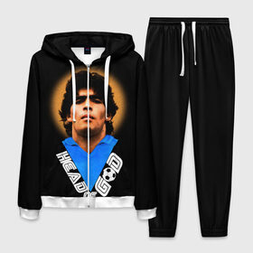 Мужской костюм 3D с принтом Diego Maradona в Санкт-Петербурге, 100% полиэстер | Манжеты и пояс оформлены тканевой резинкой, двухслойный капюшон со шнурком для регулировки, карманы спереди | diego | diego armando maradona | legend | maradona | аргентина | диего | король | легенда | марадона | нападающий | полузащитник | футбол | футболист