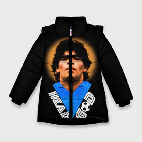 Зимняя куртка для девочек 3D с принтом Diego Maradona в Санкт-Петербурге, ткань верха — 100% полиэстер; подклад — 100% полиэстер, утеплитель — 100% полиэстер. | длина ниже бедра, удлиненная спинка, воротник стойка и отстегивающийся капюшон. Есть боковые карманы с листочкой на кнопках, утяжки по низу изделия и внутренний карман на молнии. 

Предусмотрены светоотражающий принт на спинке, радужный светоотражающий элемент на пуллере молнии и на резинке для утяжки. | diego | diego armando maradona | legend | maradona | аргентина | диего | король | легенда | марадона | нападающий | полузащитник | футбол | футболист