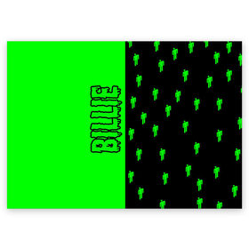 Поздравительная открытка с принтом Billie Eilish в Санкт-Петербурге, 100% бумага | плотность бумаги 280 г/м2, матовая, на обратной стороне линовка и место для марки
 | 2021 | billi | billi eilish | eilish | music | айлиш | били | билли | билли эйлиш | зеленый человечек | музыка | новогодняя | рок | с новым годом | эйлиш
