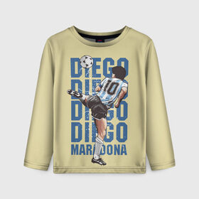 Детский лонгслив 3D с принтом Diego Diego в Санкт-Петербурге, 100% полиэстер | длинные рукава, круглый вырез горловины, полуприлегающий силуэт
 | 10 номер | diego | football | maradona | maradonna | арегнтина | бога | диего | марадона | марадонна | ретро | рука | сборная аргентины | футбол | футболист