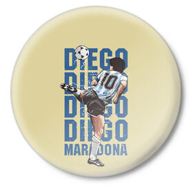 Значок с принтом Diego Diego в Санкт-Петербурге,  металл | круглая форма, металлическая застежка в виде булавки | Тематика изображения на принте: 10 номер | diego | football | maradona | maradonna | арегнтина | бога | диего | марадона | марадонна | ретро | рука | сборная аргентины | футбол | футболист