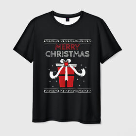 Мужская футболка 3D с принтом Merry Christmas в Санкт-Петербурге, 100% полиэфир | прямой крой, круглый вырез горловины, длина до линии бедер | 