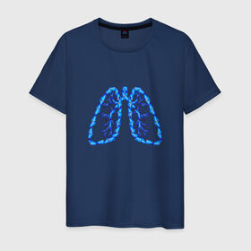 Мужская футболка хлопок с принтом Легкие в Санкт-Петербурге, 100% хлопок | прямой крой, круглый вырез горловины, длина до линии бедер, слегка спущенное плечо. | Тематика изображения на принте: air | blue | breathe | lungs | organ | oxygen | wings | воздух | дышать | кислород | крылья | легкие | орган