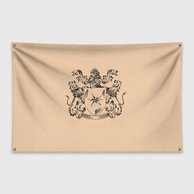 Флаг-баннер с принтом Геральдика в Санкт-Петербурге, 100% полиэстер | размер 67 х 109 см, плотность ткани — 95 г/м2; по краям флага есть четыре люверса для крепления | геральдика | гербы | графика. | доспехи | львы | морская звезда