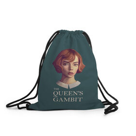 Рюкзак-мешок 3D с принтом The Queens Gambit в Санкт-Петербурге, 100% полиэстер | плотность ткани — 200 г/м2, размер — 35 х 45 см; лямки — толстые шнурки, застежка на шнуровке, без карманов и подкладки | netflix | the queens gambit | королева | нетфликс | сериалы | ход королевы | шахматы