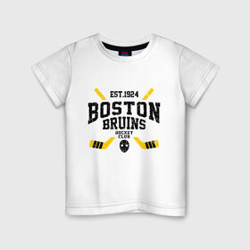 Детская футболка хлопок с принтом Бостон Брюинз в Санкт-Петербурге, 100% хлопок | круглый вырез горловины, полуприлегающий силуэт, длина до линии бедер | boston | boston bruins | bruins | hockey | nhl | usa | бостон | бостон брюинз | нхл | спорт | сша | хоккей | шайба