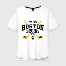 Мужская футболка хлопок Oversize с принтом Бостон Брюинз в Санкт-Петербурге, 100% хлопок | свободный крой, круглый ворот, “спинка” длиннее передней части | boston | boston bruins | bruins | hockey | nhl | usa | бостон | бостон брюинз | нхл | спорт | сша | хоккей | шайба