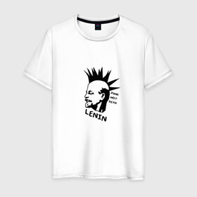Мужская футболка хлопок с принтом Ленин - панк в Санкт-Петербурге, 100% хлопок | прямой крой, круглый вырез горловины, длина до линии бедер, слегка спущенное плечо. | punk | punk not dead | известная личность | история | ленин | панк | прикол | ретро | советский | ссср | юмор