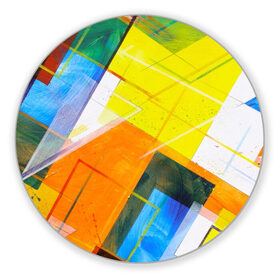 Коврик для мышки круглый с принтом Геометрический хаос в Санкт-Петербурге, резина и полиэстер | круглая форма, изображение наносится на всю лицевую часть | абстракция | геометрия | квадрат | кисть | краска | прямоугольник | треугольник | фигура | хаос