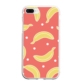 Чехол для iPhone 7Plus/8 Plus матовый с принтом Банановый рай в Санкт-Петербурге, Силикон | Область печати: задняя сторона чехла, без боковых панелей | банан | банановый | белый | еда | желтый | летний | питание | розовый | точки | фрукт