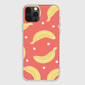 Чехол для iPhone 12 Pro Max с принтом Банановый рай в Санкт-Петербурге, Силикон |  | Тематика изображения на принте: банан | банановый | белый | еда | желтый | летний | питание | розовый | точки | фрукт