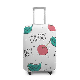 Чехол для чемодана 3D с принтом Вишенки Cherry в Санкт-Петербурге, 86% полиэфир, 14% спандекс | двустороннее нанесение принта, прорези для ручек и колес | cherry | белый | вишня | красный | лето | надпись | сад | черенок | черешня | ягода