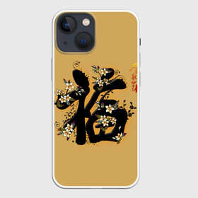 Чехол для iPhone 13 mini с принтом Благословение в Санкт-Петербурге,  |  | благословение | восток. | иероглифы | китай | китайские иероглифы | цветы