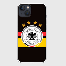 Чехол для iPhone 13 с принтом СБОРНАЯ ГЕРМАНИИ в Санкт-Петербурге,  |  | Тематика изображения на принте: flag | football | germany | logo | sport | team | германия | логотип | сборная | спорт | флаг | футбол
