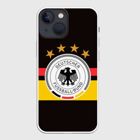 Чехол для iPhone 13 mini с принтом СБОРНАЯ ГЕРМАНИИ в Санкт-Петербурге,  |  | Тематика изображения на принте: flag | football | germany | logo | sport | team | германия | логотип | сборная | спорт | флаг | футбол