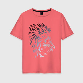 Женская футболка хлопок Oversize с принтом знак зодиака Лев в Санкт-Петербурге, 100% хлопок | свободный крой, круглый ворот, спущенный рукав, длина до линии бедер
 | градиент | знаки | зодиака | лев