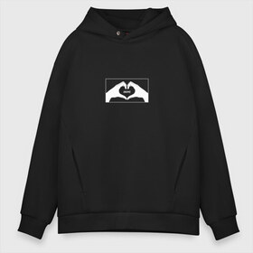 Мужское худи Oversize хлопок с принтом I love anime в Санкт-Петербурге, френч-терри — 70% хлопок, 30% полиэстер. Мягкий теплый начес внутри —100% хлопок | боковые карманы, эластичные манжеты и нижняя кромка, капюшон на магнитной кнопке | 