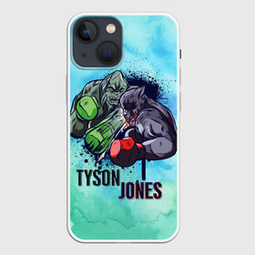 Чехол для iPhone 13 mini с принтом Тайсон против Джонса в Санкт-Петербурге,  |  | art | box | boxing | legend | mma | ring | sport | ufc | watercolor | акварель | арт | битва | боксеры | борьба | горилла | железный | иллюстрация | легенда | легенды | майк | мма | мышцы | пантера | перчатки | прикол | реванш | ринг