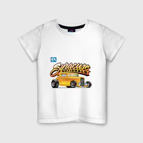 Детская футболка хлопок с принтом hot rod в Санкт-Петербурге, 100% хлопок | круглый вырез горловины, полуприлегающий силуэт, длина до линии бедер | avto | custom car | muscle car | машина | скорость