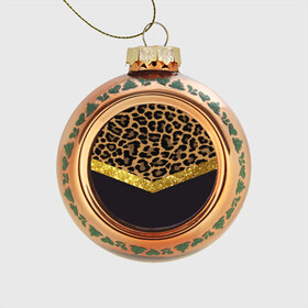 Стеклянный ёлочный шар с принтом Леопардовый принт в Санкт-Петербурге, Стекло | Диаметр: 80 мм | success | swagg | блеск | блестки | животнй принт | золотистый | золото | золотой | леопард | леопардовый принт | понты | тигровый