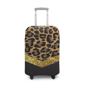 Чехол для чемодана 3D с принтом Леопардовый принт в Санкт-Петербурге, 86% полиэфир, 14% спандекс | двустороннее нанесение принта, прорези для ручек и колес | success | swagg | блеск | блестки | животнй принт | золотистый | золото | золотой | леопард | леопардовый принт | понты | тигровый