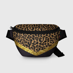 Поясная сумка 3D с принтом Леопардовый принт в Санкт-Петербурге, 100% полиэстер | плотная ткань, ремень с регулируемой длиной, внутри несколько карманов для мелочей, основное отделение и карман с обратной стороны сумки застегиваются на молнию | success | swagg | блеск | блестки | животнй принт | золотистый | золото | золотой | леопард | леопардовый принт | понты | тигровый