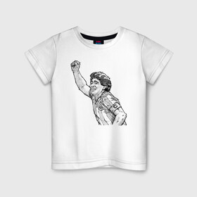 Детская футболка хлопок с принтом Марадона в Санкт-Петербурге, 100% хлопок | круглый вырез горловины, полуприлегающий силуэт, длина до линии бедер | аргентина | диего | капитан | марадона | футбол | чемпион