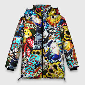 Женская зимняя куртка 3D с принтом CS GO STICKERBOMBING в Санкт-Петербурге, верх — 100% полиэстер; подкладка — 100% полиэстер; утеплитель — 100% полиэстер | длина ниже бедра, силуэт Оверсайз. Есть воротник-стойка, отстегивающийся капюшон и ветрозащитная планка. 

Боковые карманы с листочкой на кнопках и внутренний карман на молнии | cs go | cs going | кс го | кс го кейс | кс го скин | скачивать кс. | скины cs go