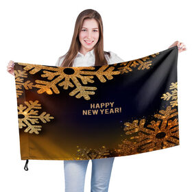 Флаг 3D с принтом Happy New Year! в Санкт-Петербурге, 100% полиэстер | плотность ткани — 95 г/м2, размер — 67 х 109 см. Принт наносится с одной стороны | 