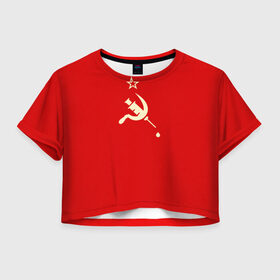 Женская футболка Crop-top 3D с принтом СССР | Вакцина в Санкт-Петербурге, 100% полиэстер | круглая горловина, длина футболки до линии талии, рукава с отворотами | 