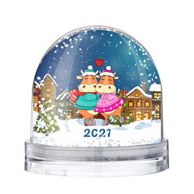 Снежный шар с принтом Влюбленные бык и корова 2021 в Санкт-Петербурге, Пластик | Изображение внутри шара печатается на глянцевой фотобумаге с двух сторон | 2021 | 7 января | bull | newyear | santa | бык | быки | бычок | год быка | дед мороз | корова | новогодние каникулы | новогодние праздники | новый 2021 | новый год | новый год 2021 | рождество | сани | санта | санта клаус