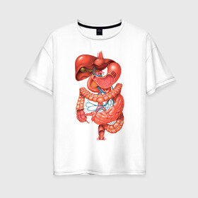 Женская футболка хлопок Oversize с принтом Органы в Санкт-Петербурге, 100% хлопок | свободный крой, круглый ворот, спущенный рукав, длина до линии бедер
 | анатомия | биология | внутренности | легкие | органы | сердце