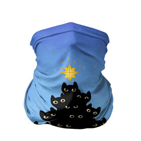 Бандана-труба 3D с принтом Кошачья ёлка в Санкт-Петербурге, 100% полиэстер, ткань с особыми свойствами — Activecool | плотность 150‒180 г/м2; хорошо тянется, но сохраняет форму | 2021 | black cat | cat | cats | christmas | kitty | merry christmas | merry x mas | new year | puss | елка | ёлка из кошек | ель | кот | котенок | котик | котики | котоелка | котята | кошачья | кошка | кошки | новогодний | новогодняя | новый год