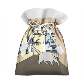 Подарочный 3D мешок с принтом Петербургский кот в Санкт-Петербурге, 100% полиэстер | Размер: 29*39 см | Тематика изображения на принте: кот | кошки | петербург | питерские дворы | романтика | санкт петербург | я люблю тебя