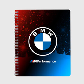 Тетрадь с принтом BMW - Снежный в Санкт-Петербурге, 100% бумага | 48 листов, плотность листов — 60 г/м2, плотность картонной обложки — 250 г/м2. Листы скреплены сбоку удобной пружинной спиралью. Уголки страниц и обложки скругленные. Цвет линий — светло-серый
 | Тематика изображения на принте: 2020 | auto | b m w | bmv | bmw | car | logo | moto | performance | power | series | sport | авто | б м в | бмв | год | игра | игры | иьц | лого | логотип | марка | машина | мото | мотоцикл | новогодний | новый | павер | перфоманс | серии |